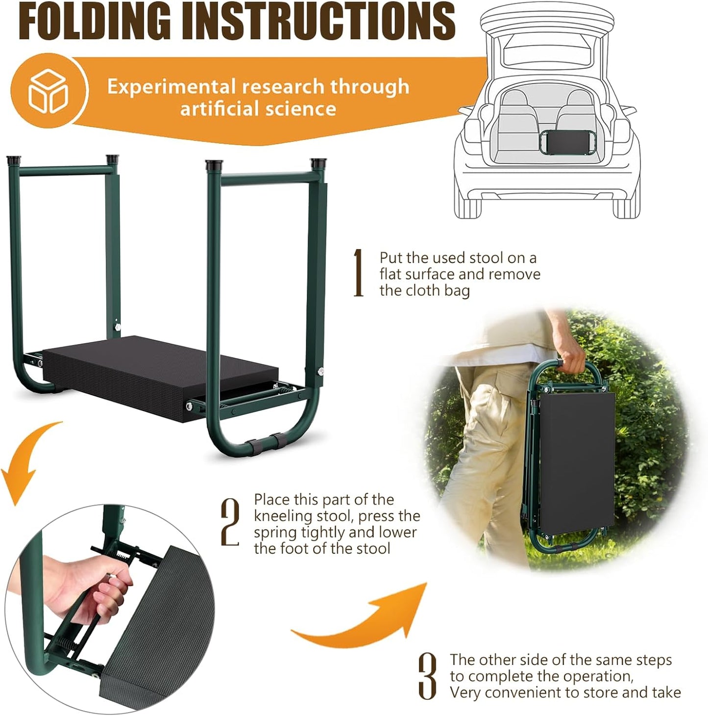 seasky Foldable Garden Kneeling and Seat, Anti-Tipping Garden Bench Widened Thick Soft Kneeling Pad, Heavy Duty Gardening Stool with Tool Bag,Gardening Gift for Women