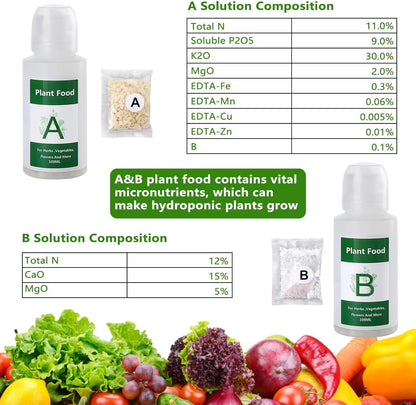 kathson 127PCS Hydroponic Pods Kit,Hydroponics Growing Sponges -Replacement Garden Seed Starter Pod,Grow Anything Kit with 50 Grow Sponges,50 Pod Labels,12 Baskets,12 Domes,2 A&B Plant Food,1 Tweezer