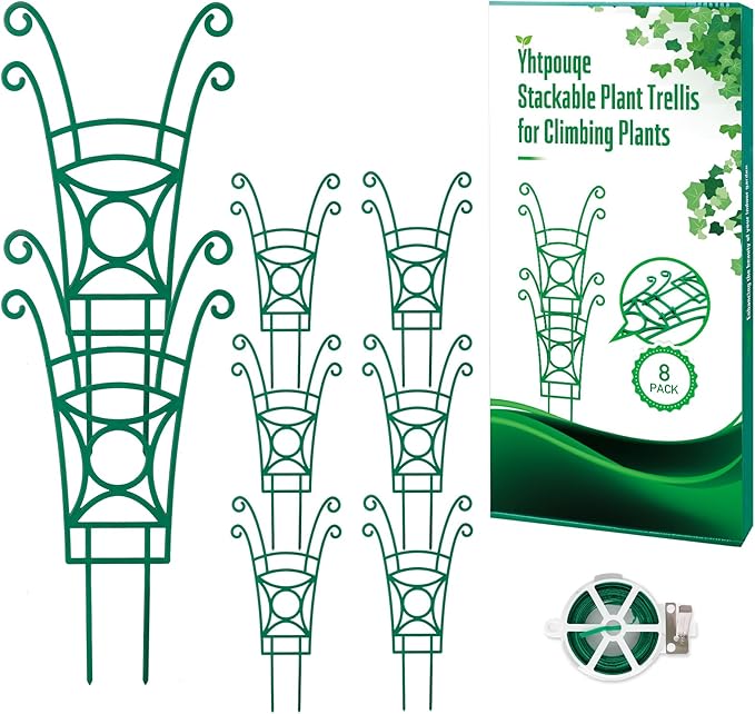 8 Pack Trellis for Potted Plants, Stackable Indoor Plant Trellis for Climbing Plants, Garden Trellis Outdoor for Flower Vine Lvy Hoya Houseplants Plant Support
