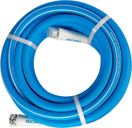 Fevone 35 ft x 5/8" Heavy Duty Garden Hose, Drinking Water Safe, Flexible & Kink-Free Hybrid Polymer Water Hose, Lightweight Outdoor Hose with 3/4" Solid Aluminum Fittings