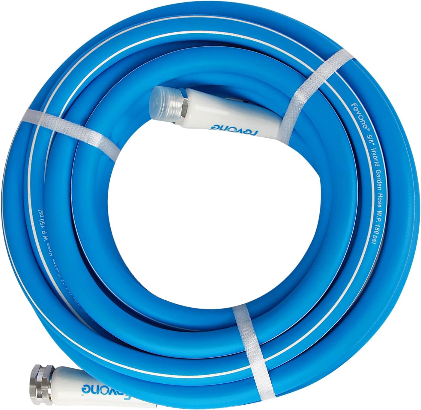 Fevone 25 ft x 5/8" Heavy Duty Garden Hose, Drinking Water Safe, Flexible & Kink-Free Hybrid Polymer Water Hose, Lightweight Outdoor Hose with 3/4" Solid Aluminum Fittings