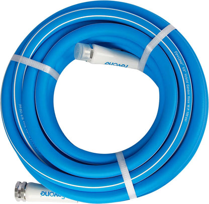 Fevone 25 ft x 5/8" Heavy Duty Garden Hose, Drinking Water Safe, Flexible & Kink-Free Hybrid Polymer Water Hose, Lightweight Outdoor Hose with 3/4" Solid Aluminum Fittings
