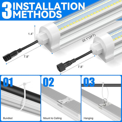 【2026 Waterproof Design】T8 Grow Lights for Indoor Plants, Full Spectrum LED Light for Seed Starting & Vegetables, 2FT 144W(6 X 24W, 900W Eqiv), Linkable Grow Light Strip with Switch, Yellow(6-Pack)