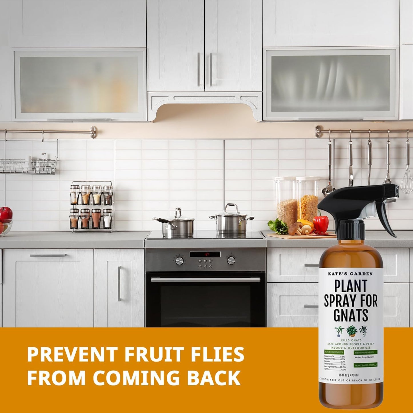 Kate's Garden Plant Spray for Insects & Getting Rid of Gnats. Fungus Gnat Killer & Bug Spray for Indoor Plants (16oz, Pet Safe, Non Toxic)