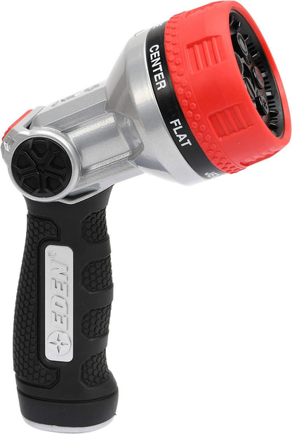 Eden 94805 Metal Thumb Control Heavy Duty Garden Hose Nozzle, High Pressure Water Sprayer W/ 7 Adjustable Patterns, W/Quick Connect Set for Plants, Lawn, Garden