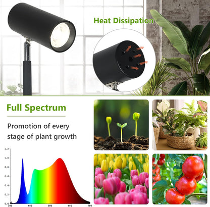 HMVPL Grow Lights Stand for Indoor Plants Full Spectrum Tall Plant Light for Indoor Growing with 20W COB Plant Light Bulb,4/8/12H Timer, Led Growth Floor Lamp for Large Plant Seedling(6 Level Height)