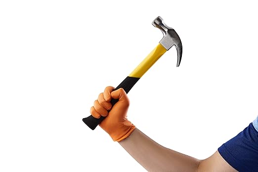 Venom Steel Orange Nitrile Gloves, 8 mil Thick, 50 Count, Maximum Grip Textured Disposable Gloves, Puncture and Rip Resistant, Hi-Visibility Orange, One Size Fits Most