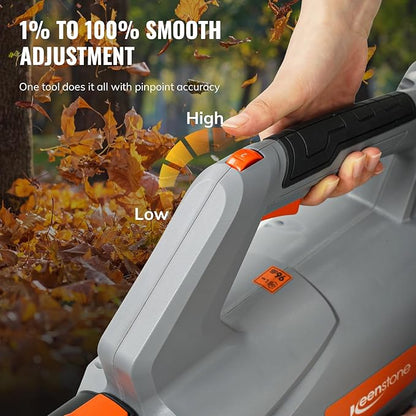 Keenstone Leaf Blowers Cordless, 20V Electric Blower 450CFM with 4.0Ah Battery Powered and Charger, Stepless Speed Control, One-Handed Operated Lightweight Blowers for Patio, Lawn Care, Yard Cleaning
