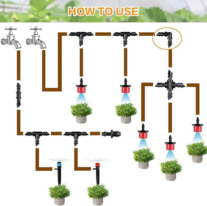 Drip Irrigation Elbow Fittings：50 Pieces Barbed Elbow Irrigation Parts with Sharp End Fits for 1/4 Inch Irrigation Tubing Drip Line Elbow Connectors for Garden Lawn Irrigation System