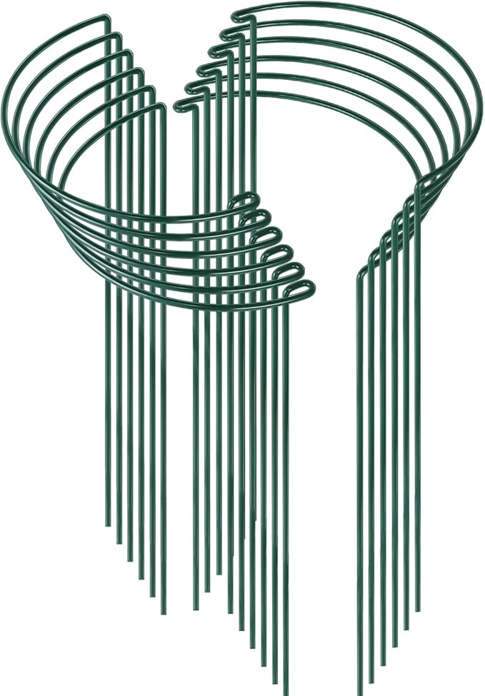 HiGift 12 Pack Plant Stakes for Indoor Plants, Metal Garden Peony Support Cages, Outdoor Plant Supports Ring Prop, Large Plant Stake for Hydrangea,Rose,Flower,Vine,Potted Plants (10" W x 24" H)