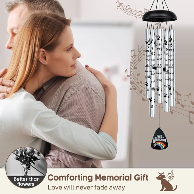 ASTARIN Pet Memorial Wind Chime, Wind Chimes for Loss of Dog, Pet Sympathy Gifts for Loss of Dog, Rainbow Bridge Bereavement Gift Wind Chime for Outside Indoor