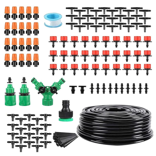 98ft DIY Hose Water Sprinkler for Lawn and Garden with 50 Nozzle, Perfect for Yard Irrigation, Patio, Vegetable Field, roof Cooling, Greenhouse, Parterre, Swimming Pool Spray
