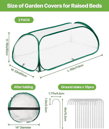 Garden Covers for Raised Beds, Plant Greenhouse Cover for Raised Garden Bed, Freeze Protection Humidity Domes for Gardening Germination and Seedling Propagation, Pest Protection, 2 Pack