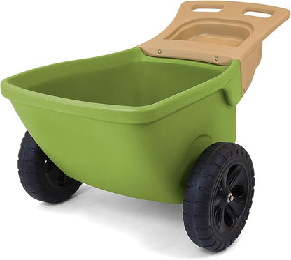 Simplay3 Easy Haul Wheelbarrow with Garden Tool Storage Tray, Durable Heavy-Duty Plastic Wheelbarrow with Large Easy Turn Wheels - Green, Made in USA…