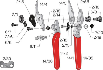 Felco F 14 Pruning Shears – 7.1" Garden Clippers for Small Hands with Bypass & Anvil Blades | Hand Pruners for Gardening | Garden Tool Cutter with Forged Alloy Steel Build, Lightweight Swiss Design
