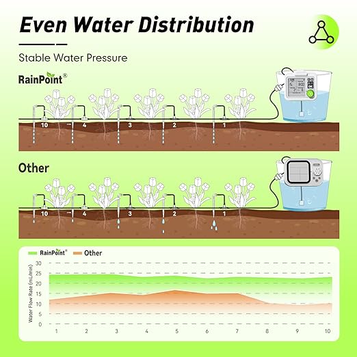 RAINPOINT Large Display Automatic Plant Waterer Indoor for Up to 20 Pot Plants,Cycle & Soak Watering Mode Vacation Self Watering Drip Irrigation System Device Kit for Balcony Office Patio Greenhouse
