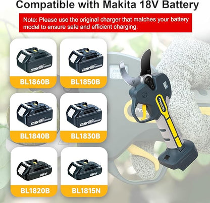 2-in-1 Electric Pruning Shears with Extension Pole 9.2-ft, Professional Electric Tree Pruner Cutter Compatible with Makita 18V Battery Secateurs Cordless 50mm (2 inch) Cutting Heavy Duty Garden Tool