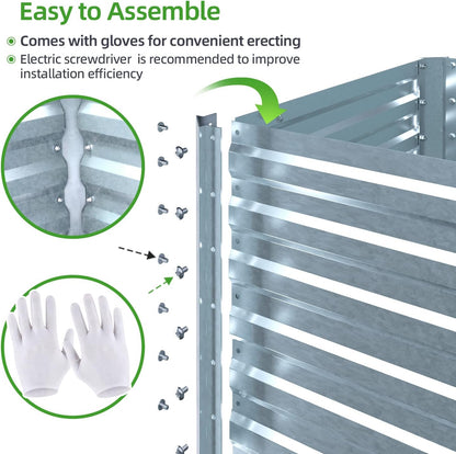 Ohuhu Metal Raised Garden Beds for Vegetables, 6x3x1.9 FT Heightened Extra-Large Reinforced Galvanized Steel Raised Boxes, Heavy Duty Outdoor Planter Box for Seedling Growing Flowers Herbs Succulent