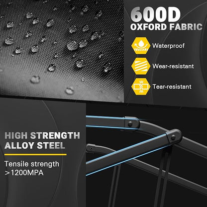 LEVELEVE Heavy Duty Folding Wagon - 2-in-1 Collapsible Cart, 650lb Capacity, All-Terrain Wheels w/Brakes & Side Pockets (Black)