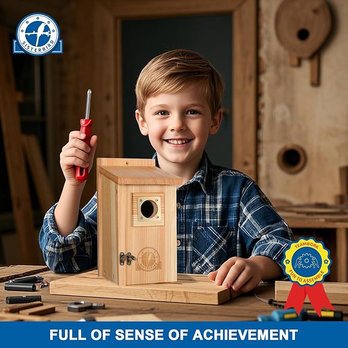 2 Pack Bird Houses for Outside Clearance with Copper Guard, Cedar Bird House Outdoor, Bluebird Finch Swallow Wren Chickadee Assembly Required