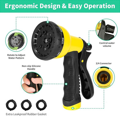 50ft Water Hose, Heavy Duty Stainless Steel Garden Hose with 10 Function Nozzle, Lightweight Metal Hose, No Kink, Leak-proof, Puncture Resistant for Yard, Outdoor, RV