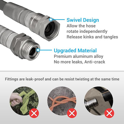 TheFitLife Garden Hose 100 FT - 100FT Water Hose with Nozzle and Metal Fittings, High Pressure 100 Feet x 1/2" Outdoor Hose for Reel Cart, Sprinkler, Easy Storage, Leak Proof (100FT)