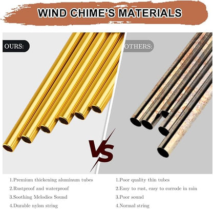 Wind Chimes for Outside, 32" Memorial Wind Chimes for Loss of Loved One Mother Father, Memorial Sympathy Gift Outdoor Garden Patio Decor, Bereavement Gift for Loss of Mom Dad (Classic Gold)