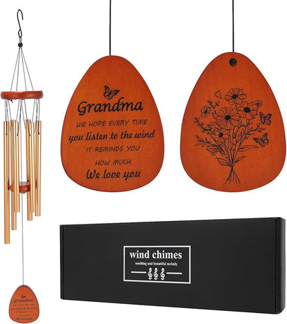 Gifts for Grandma from Granddaughter Grandson, Wind Chimes for Outside, Thanksgiving Christmas Birthday Gift for Grandmother - Windchimes Outdoors