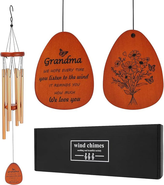 Gifts for Grandma from Granddaughter Grandson, Wind Chimes for Outside, Thanksgiving Christmas Birthday Gift for Grandmother - Windchimes Outdoors