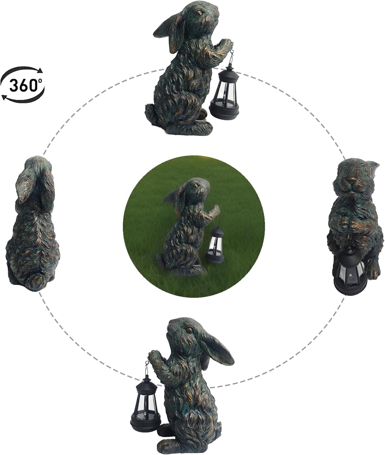 Solar Garden Outdoor Decor Bunny Statues,Figurine Decorations Rabbit for Yard Patio Lawn Balcony Ornament, Home Houses Holiday Lighting, Unique Housewarming Gifts for Mom Grandma Women Wife Sister