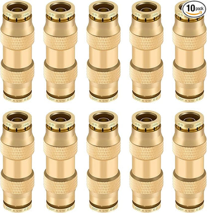 5/16" Quick Push to Connect Fittings Brass Union Straight Joint DOT Approved 5/16 inch tube OD Air Line Adapter Air Spring Suspension Kit for Car Truck Trailers and Air Brake System 10pcs