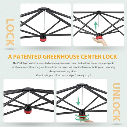 EAGLE PEAK 8x6 Portable Walk in Greenhouse with Polyester Reinforced Corners, Instant Pop Up Indoor Outdoor Gardening Green House, Roll Up Zipper Entry Doors and Mesh Windows, Gray/White