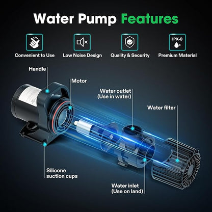 VIVOSUN 1600 GPH Submersible Water Pump with Barrier Bag, 100W Pond Pump, Ultra Quiet Aquarium Pump with 14FT. Lift Height for Pond, Waterfall, Fish Tank, Statuary, Hydroponic