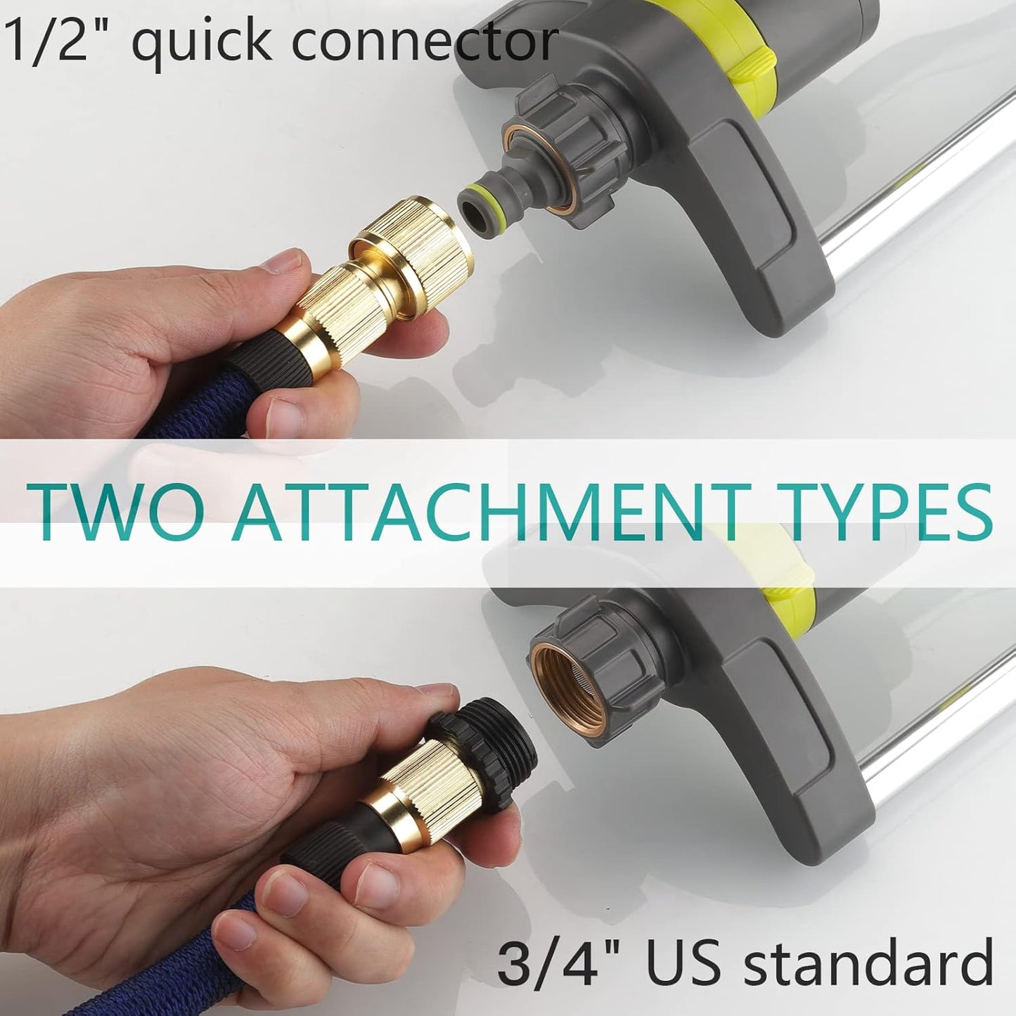 Lawn Sprinkler, GUDWING Metal Oscillating Sprinkler with Brass Nozzles, Water Sprinkler for Lawn Covers up to 3,600 Ft, includes Spray Jet Cleaning Needle, Grey