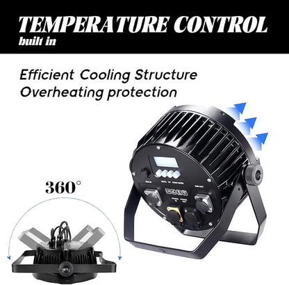 LED Par Lights 18x12W Outdoor Waterproof Stage Light RGBW 4-in-1 DMX Control for Events DJ Disco Festival Wedding Party Outdoor Stage Lighting 2 Pack