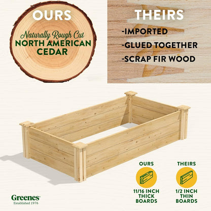 Greenes Fence Original Cedar Raised Garden Bed, 2' x 4' x 10.5" (3-Pack) - Made in USA with North American Cedar