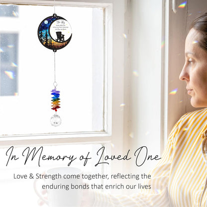 Memorial Suncatcher - Moon Chair Ornament - Sympathy Gift for Loss of Loved One - Bereavement Gifts - Condolence Gift - Memorial Rainbow Maker - Remembrance Ornament - Funeral Keepsake