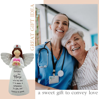 Nurse Gifts, Nurse Graduation Angle Figurine, Thoughtful Tabletop Decoration, Gifts for Women, Nurses, Female, Healthcare Workers, and Medical Graduates, Hand-Painted 5.9 Inches Resin Doll