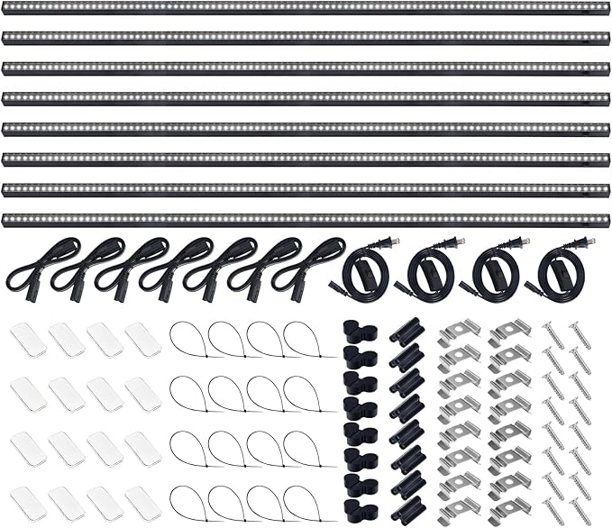 Barrina T5 Plant Lights for Indoor Growing, 4FT 160W (8 X 20W) Led Grow Light with Magnetic Design, Full Spectrum Grow Light Strip with Black Cover, Plug and Play, 5000K, 8 Packs