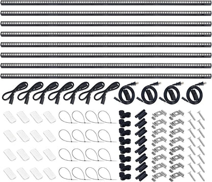 Barrina T5 Plant Lights for Indoor Growing, 4FT 160W (8 X 20W) Led Grow Light with Magnetic Design, Full Spectrum Grow Light Strip with Black Cover, Plug and Play, 5000K, 8 Packs