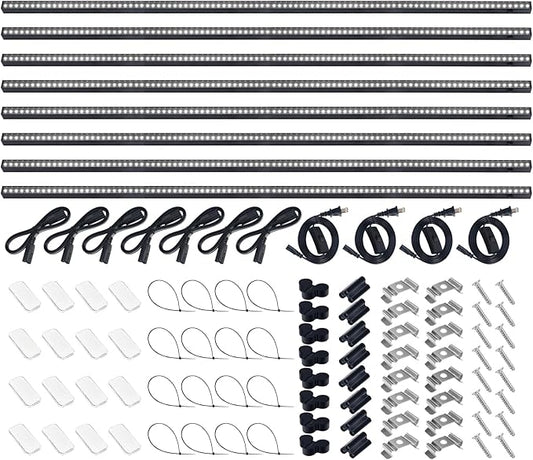 Barrina T5 Plant Lights for Indoor Growing, 4FT 160W (8 X 20W) Led Grow Light with Magnetic Design, Full Spectrum Grow Light Strip with Black Cover, Plug and Play, 5000K, 8 Packs