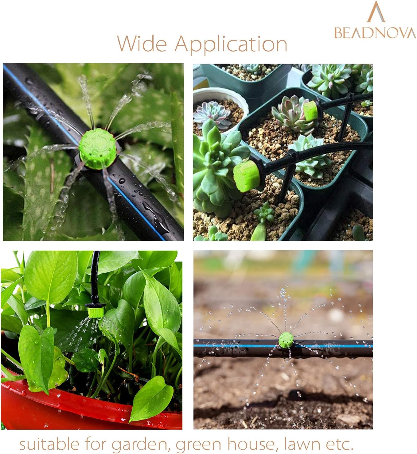 BEADNOVA Drip Emitter 150 Pcs 360 Degree Adjustable Dripper Emitters for Drip Line 1/4 Inch Irrigation Tube Watering System Gardening (Green)