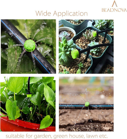 BEADNOVA Drip Irrigation Emitters 50 Pcs Irrigation Drippers 360 Degree System Emitters Sprinklers Drippers for Drip 1/4 Inch Tube Gardening (Green)