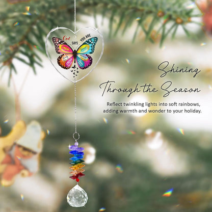 Glass Ornament Suncatcher - Appreciation Gift - Unique Presents - Encouragement Butterfly Inspirational Gifts for Friends, Mom, Sister, Girl, Female Coworker, Christian