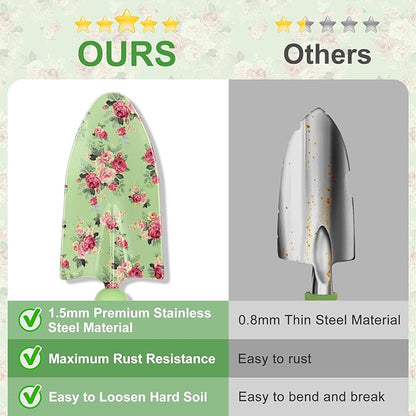 Gardening Tools, WisaKey 10 Piece Heavy Duty Garden Tools Set with Handle, Durable Fashion Garden Organizer Handbag, Ideal Gardening Gifts for Women