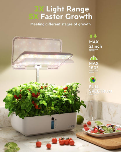 Hydroponics Growing System Indoor Garden: URUQ 12 Pods Indoor Gardening System with LED Grow Light Height Adjustable Plants Germination Kit Quiet Smart Pump - Hydroponic Planter Fresh Harvest White