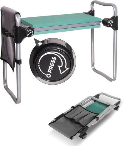 2023 Garden Kneeler and Seat Bench Workseat Folding Gardening Bench with 8" Upgrade Widen EVA Foam Kneeling Pad and Detachable Tool Pouch 2 in 1 Portable Gardening Stools for Back Yard Outdoor Fishing