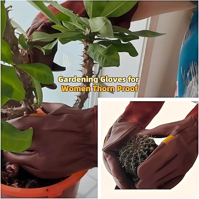 Gardening Gloves for Women/Men,Rose Pruning Long Leather Garden Gloves Thorn Proof