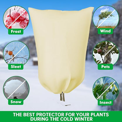 Frost Cloths for Outdoor Plants, 60" X 70" Plant Covers for Winter, 2 Packs Frost Blankets for Outdoor Plants, Frost Cover with Zipper Drawstring | Plant Covers Freeze Protection