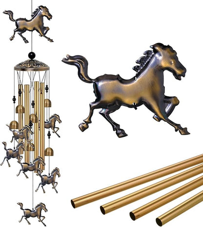 Bronze Horses Wind Chimes Decor, Mobile Blessing Wind Bells Decorate, Sympathy Wind Catcher, Memorial Gifts for Mom,Grandma,Woman (/Outside/Indoor/Home/Room/Porch/Yard/Garden Decoration)